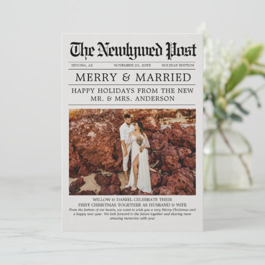 新聞ユニークとメリークリ結婚したスマスカード 招待状 (スタンド正面)