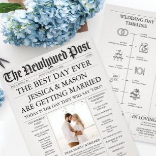 新聞ユニークのタイムラインと結婚式 プログラム チラシ