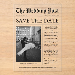 新聞ユニークの写真の日付を保存 アクリル招待状