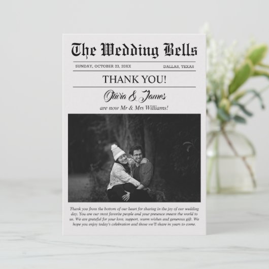 新聞ユニークの写結婚真サンキューカード 招待状 (スタンド正面)