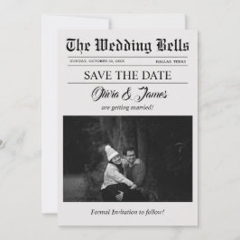 新聞ユニークの写結婚真Save the Date Card 招待状