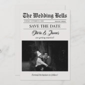 新聞ユニークの写結婚真Save the Date Card 招待状 (正面/裏面)