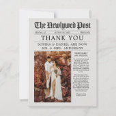 新聞ユニークの結婚サンキューカード (正面)