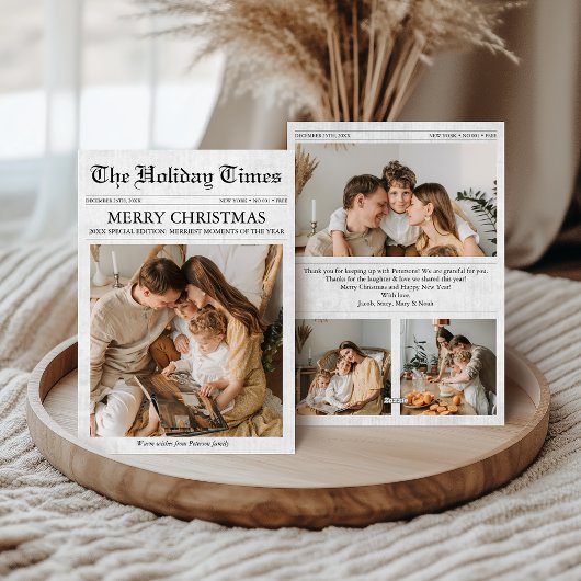 新聞ユニーククリスマス4写真家族 シーズンカード