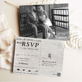 新聞ユニーク写真結婚式招待状RSVP ポストカード