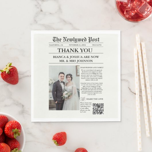 新聞ユニーク写真結婚有難う スタンダードランチョンナプキン (インサイチュ)