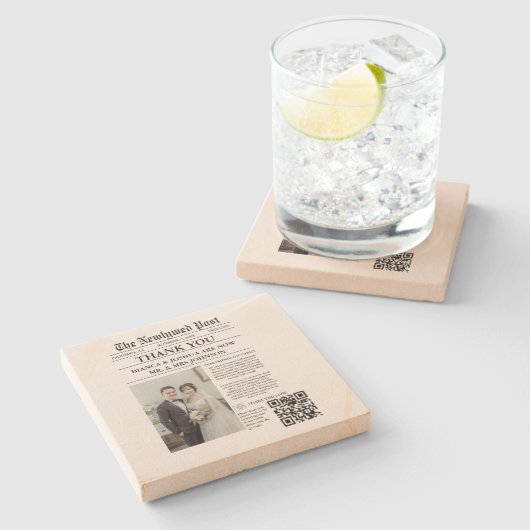 新聞ユニーク写真結婚有難う ストーンコースター (横)