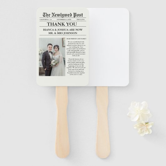 新聞ユニーク写真結婚有難う ハンドファン (正面&裏面)