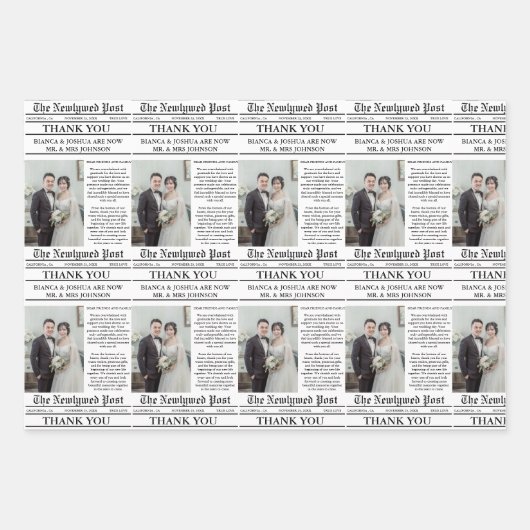 新聞ユニーク写真結婚有難う ラッピングペーパーシート (正面2)
