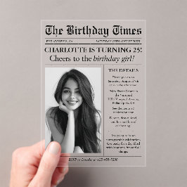 新聞ユニーク写真25誕生日 アクリル招待状