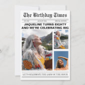 新聞ユニーク第80誕生日写真招待状 招待状 (正面)