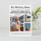 新聞ユニーク第80誕生日写真招待状 招待状 (スタンド正面)