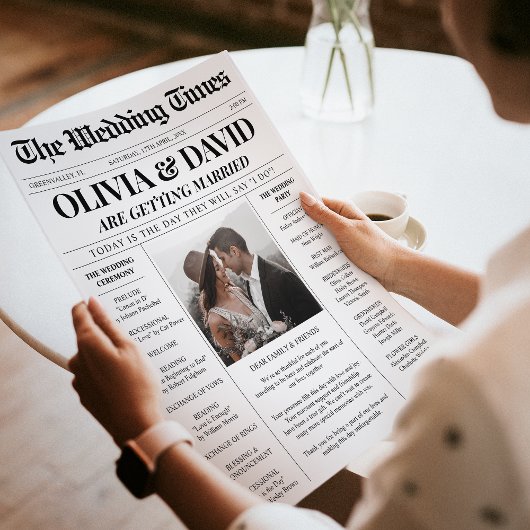 新聞ユニーク結婚式 プログラムのタイムライン カード