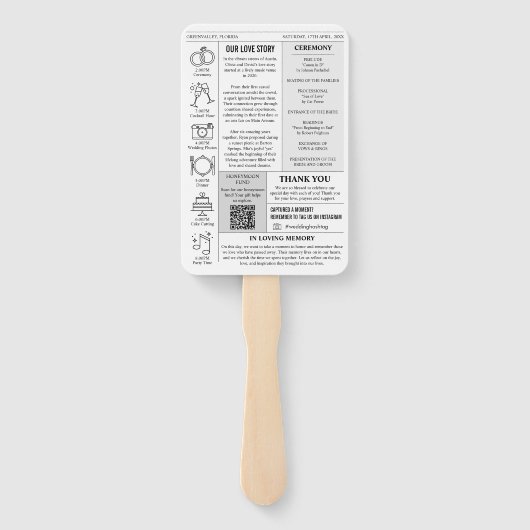 新聞ユニーク結婚式 プログラムのタイムライン ハンドファン (裏面)