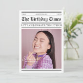 新聞ユニーク18誕生日写真 招待状 (スタンド正面)