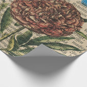 新聞上の蝶とポピー ラッピングペーパー (角)