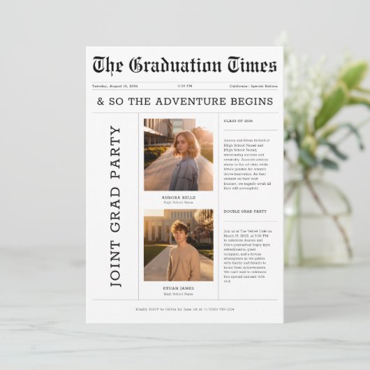 新聞冒険が始まる共同グラードパーティー写真 招待状 (スタンド正面)