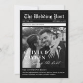 新聞写真のユニークな結婚式の事前告知 招待状 (正面)