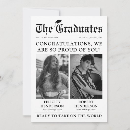 新聞写真の共同卒業 案内状 (正面)