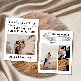 新聞写真コラージュ優雅な結婚式ありがとう カード