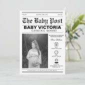 新聞写真モダン赤ちゃんシャワー 招待状 (スタンド正面)