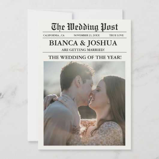 新聞写真ユニークの式結婚のタイムライン 招待状 (正面)