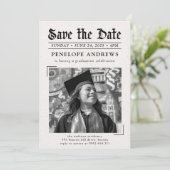 新聞写真卒業パーティーの日付を保存 招待状 (スタンド正面)