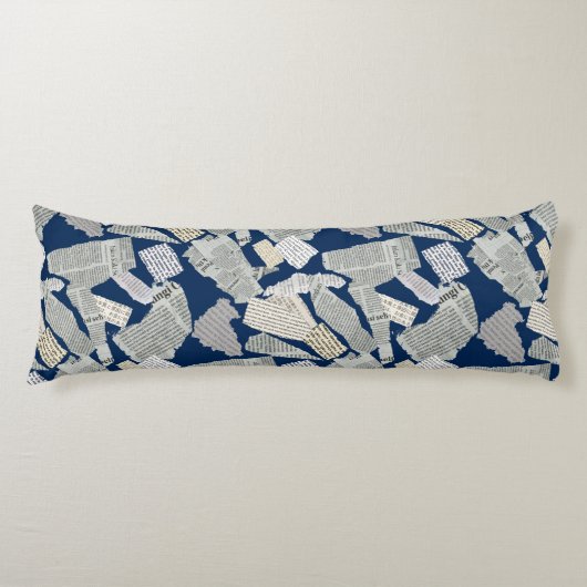 新聞切り取りパターン01x4.b DBlue ボディピロー (正面)