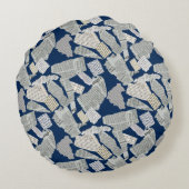 新聞切り取りパターン01x4.b DBlue ラウンドクッション (裏面)