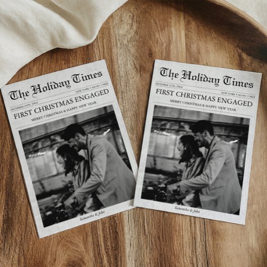 新聞初めてのクリスマス婚約したユニーク シーズンカード