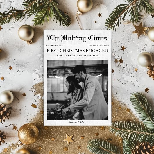 新聞初めてのクリスマス婚約したユニーク シーズンカード