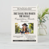 新聞卒業式案内写真QRコード出欠確認 招待状 (スタンド正面)