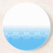 新聞印刷の背景を持つ青と白の手 コースター (正面)