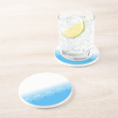 新聞印刷の背景を持つ青と白の手 コースター (側面)