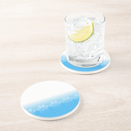 新聞印刷の背景を持つ青と白の手 コースター (側面)