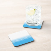 新聞印刷の背景を持つ青と白の手 コースター (右側)