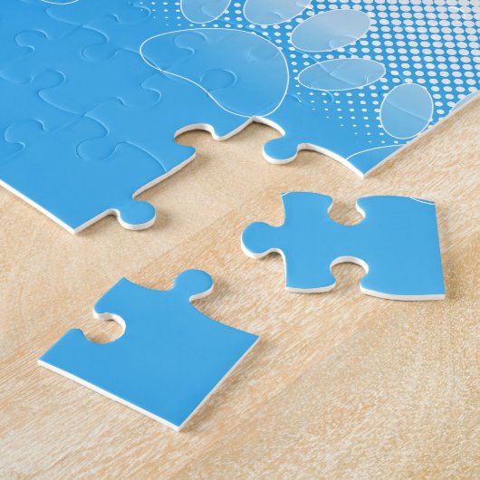 新聞印刷の背景を持つ青と白の手 ジグソーパズル (側面)