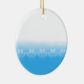 新聞印刷の背景を持つ青と白の手 セラミックオーナメント (右)