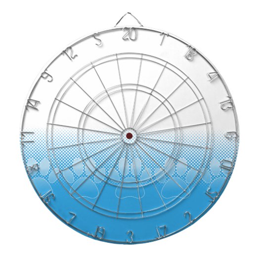 新聞印刷の背景を持つ青と白の手 ダーツボード (正面)