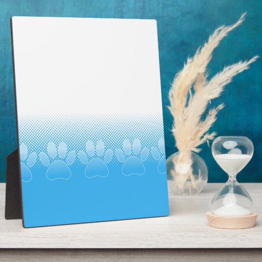 新聞印刷の背景を持つ青と白の手 フォトプラーク (側面)