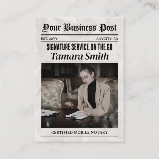 新聞名刺携帯公証書認証 コーリングカード (正面)