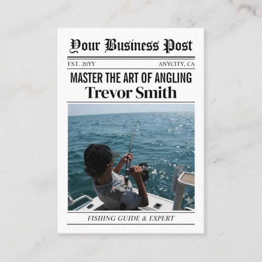 新聞名刺、魚釣り案内サービス コーリングカード (正面)