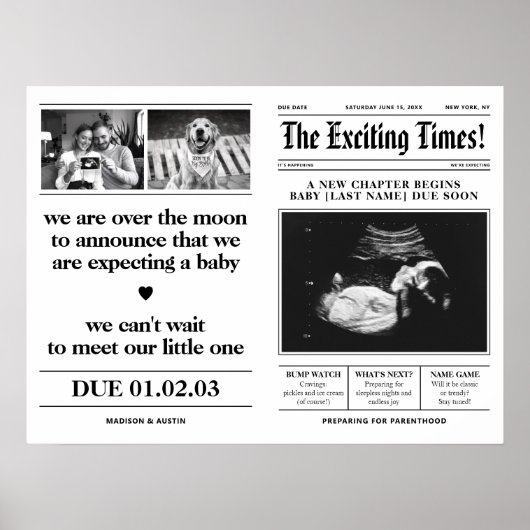 新聞妊娠告知カップル写真撮影 ポスター (正面)