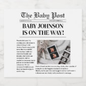 新聞妊娠赤ちゃんシャワー告知 スパークリングワインラベル (シングルラベル)