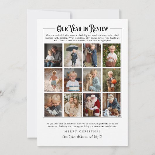 新聞家族の年のレビュー写真クリスマス シーズンカード (裏面)