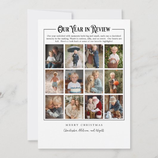 新聞家族の年のレビュー写真クリスマス シーズンカード (裏面)