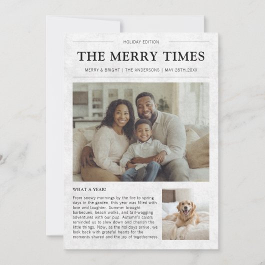 新聞家族の犬の年の写真クリスマス シーズンカード (正面)