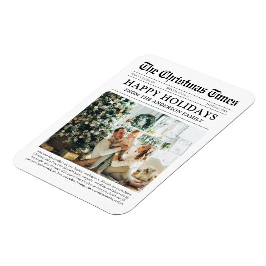 新聞家族ユニーク写真クリスマスホリデー マグネット (左側)