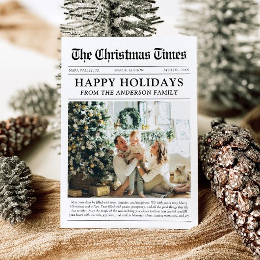 新聞年のレビュー家族の写真クリスマス シーズンカード