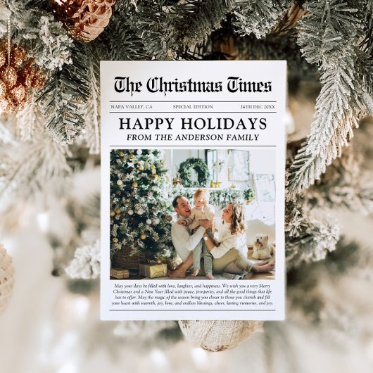 新聞年のレビュー家族の写真クリスマス シーズンカード